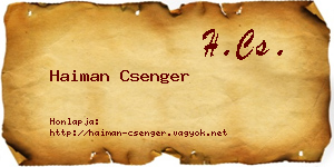Haiman Csenger névjegykártya